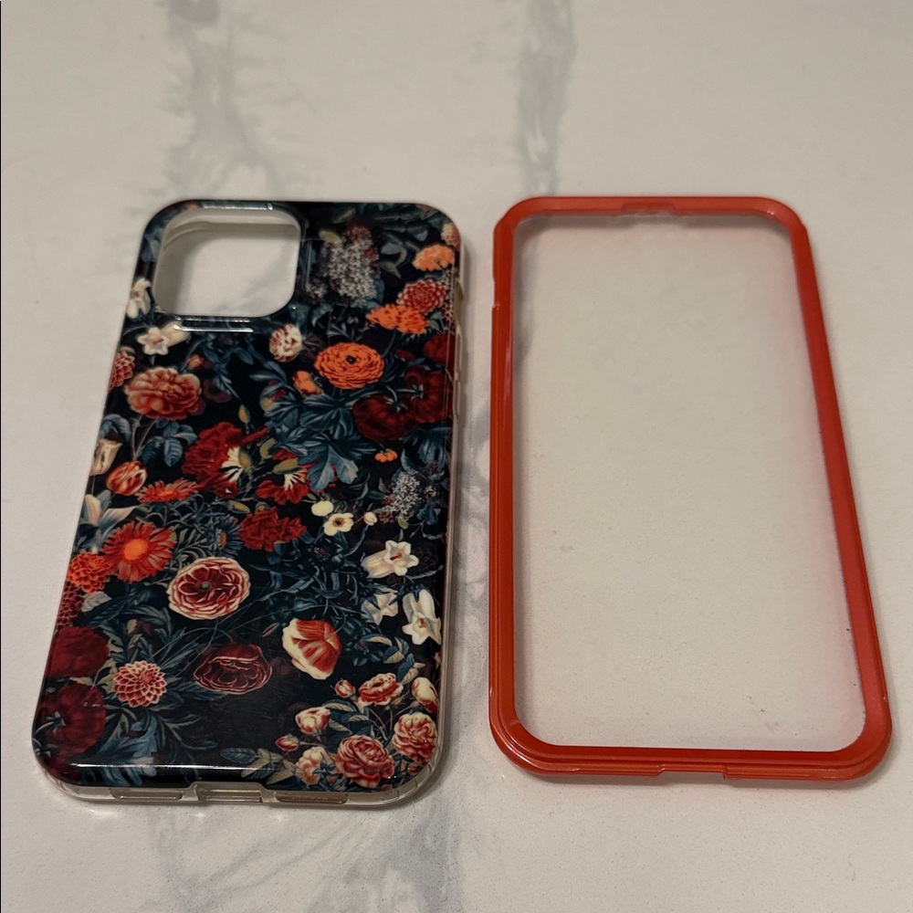 Floral Pattern Phone Case with Red Border